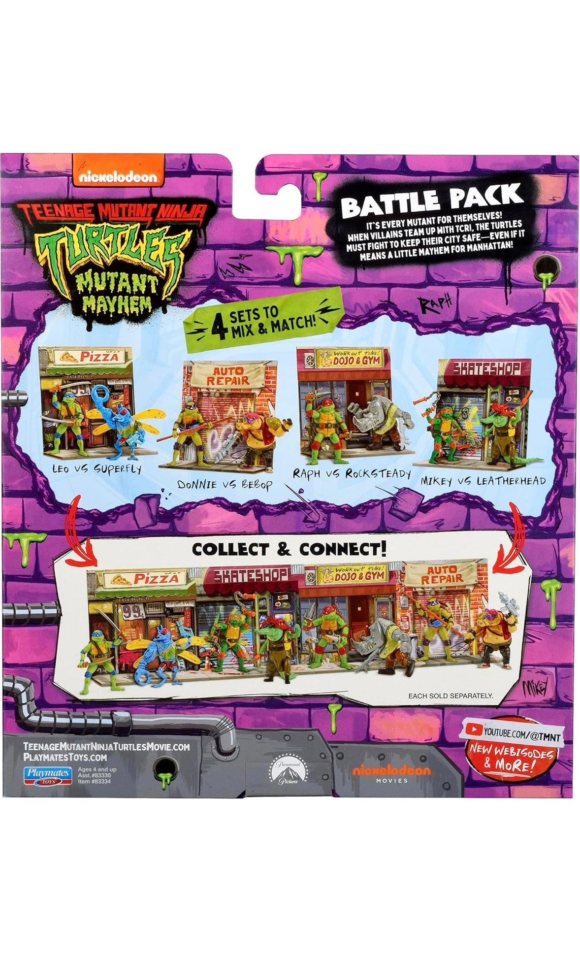 Playmates Toys – TMNT Battle Pack | Raphael vs. Rocksteady | 2er-Pack Actionfiguren