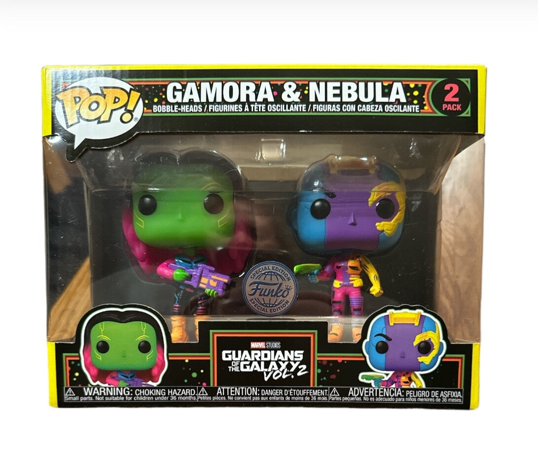 Funko Pop! Marvel – Gamora & Nebula 2er-Pack | Black Light Edition | Funko Spezial Edition