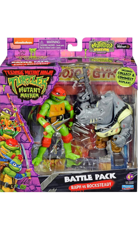 Playmates Toys – TMNT Battle Pack | Raphael vs. Rocksteady | 2er-Pack Actionfiguren