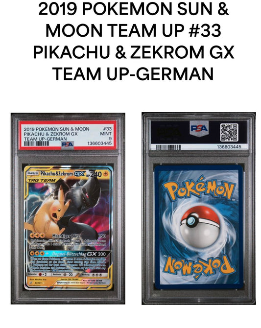 Pokémon TCG – Pikachu & Zekrom-GX | TAG TEAM | #033/181 | Sonne & Mond: Team Up| Deutsch | PSA 9 – MINT