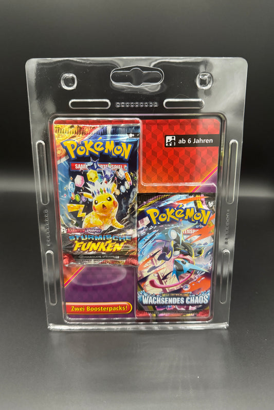 Pokémon TCG – 2er Boosterpack Blister | Stürmische Funken & Wachsendes Chaos | DE | NEU & SEALED