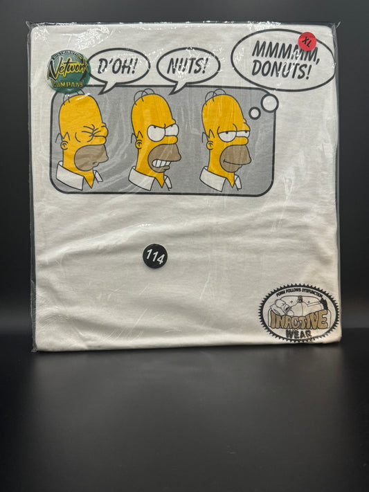 The Simpsons – Homer Simpson "D'Oh! Nuts! Mmmm, Donuts!" Vintage T-Shirt | 1998 | Größe XL | Distribution Network Company | NEU & SEALED